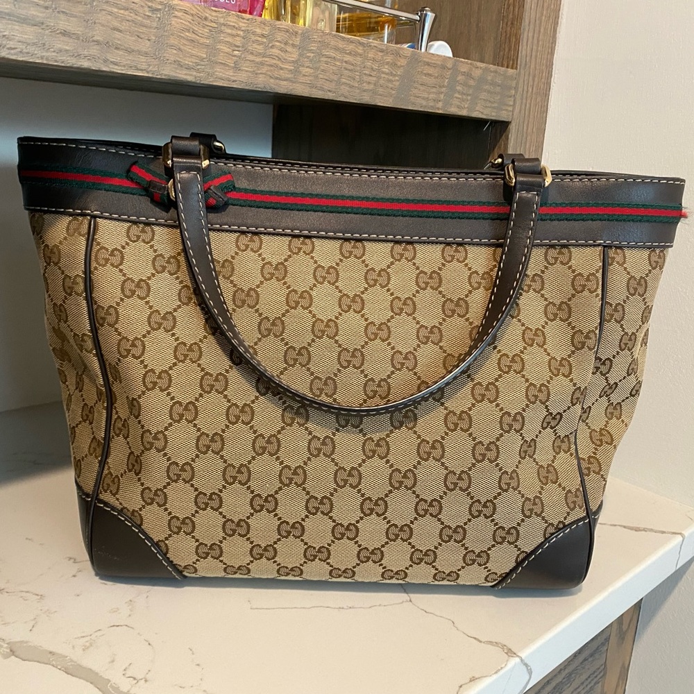 Authentic!!!Gucci 257061 GG Tote Bag Canvas / Leather Women's GUCCI